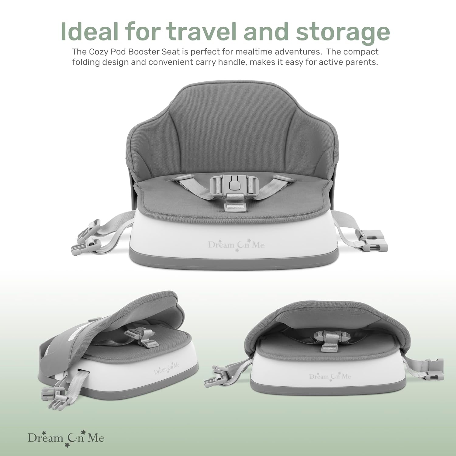 image:imageDream On Me Cozy Pod Baby Booster Seat for 636 Months Portable Travel Booster Chair with 3Point Safety Harness amp 2 Fixing Belts for Table amp Dining Lightweight Foldable amp Easy to Carry GrayGray