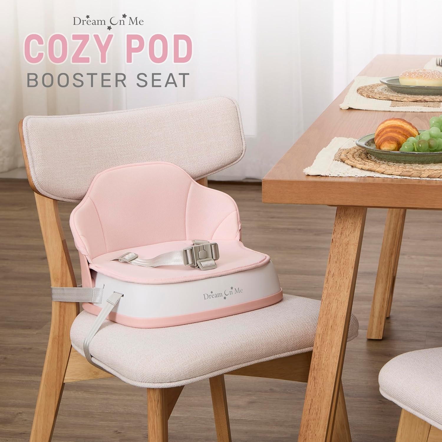 image:imageDream On Me Cozy Pod Baby Booster Seat for 636 Months Portable Travel Booster Chair with 3Point Safety Harness amp 2 Fixing Belts for Table amp Dining Lightweight Foldable amp Easy to Carry GrayPink
