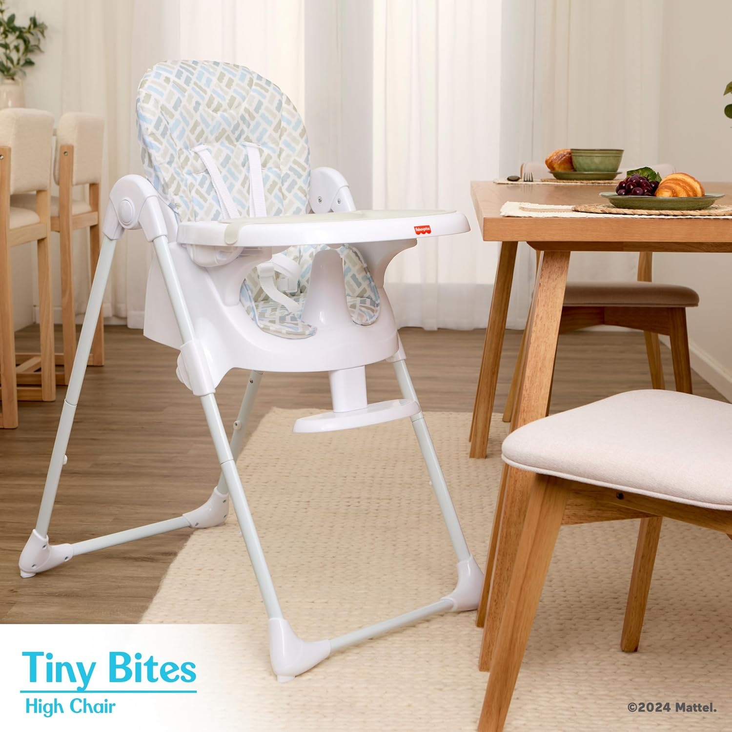image:imageDream On Me Fisher Price Tiny Bites Baby amp Toddler Highchair Cloud Grey OneClick Folding 7 Adjustable Height Levels 2 Recline Positions Removable DishwasherSafe Tray SpaceSavingCloud Grey