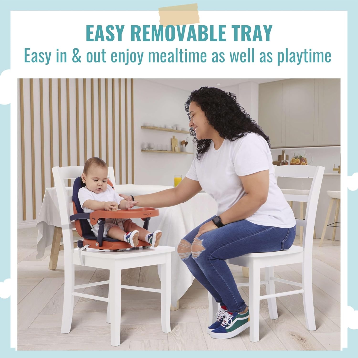 image:imageDream On Me Munch N Go Booster Seat for Babies 636 Months 3in1 Feeding Floor amp Table Seat Adjustable 4 Heights Lightweight Portable Design 3Point Safety Harness Easy to Fold amp Carry MintOrange