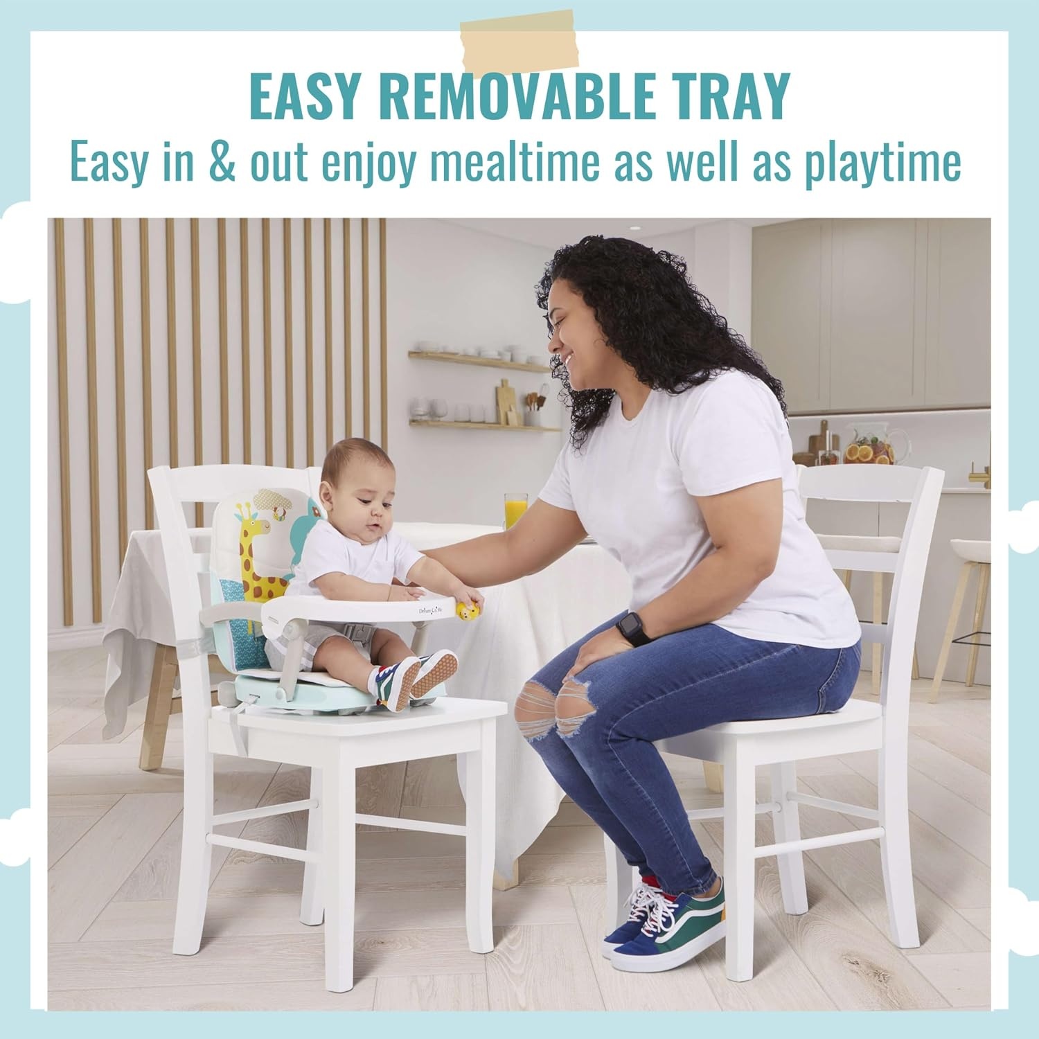 image:imageDream On Me Munch N Go Booster Seat for Babies 636 Months 3in1 Feeding Floor amp Table Seat Adjustable 4 Heights Lightweight Portable Design 3Point Safety Harness Easy to Fold amp Carry MintMint