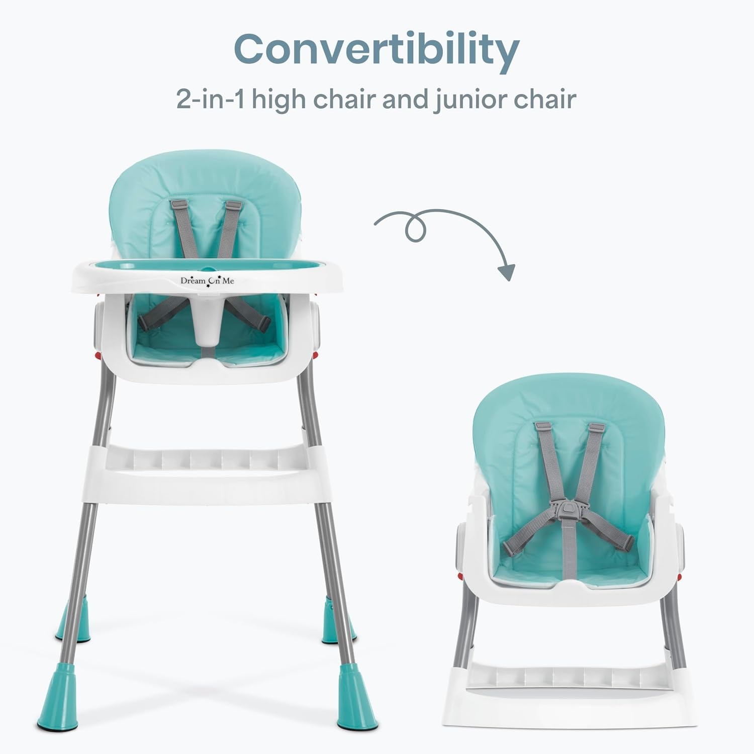 image:imageDream On Me TableTalk 2in1 Convertible High Chair 5Point Harness PinkAqua