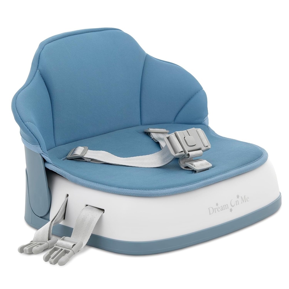 image:imageDream On Me Cozy Pod Baby Booster Seat for 636 Months Portable Travel Booster Chair with 3Point Safety Harness amp 2 Fixing Belts for Table amp Dining Lightweight Foldable amp Easy to Carry GrayBlue