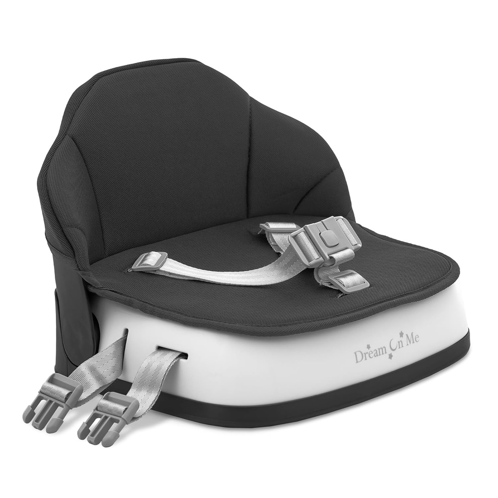 image:imageDream On Me Cozy Pod Baby Booster Seat for 636 Months Portable Travel Booster Chair with 3Point Safety Harness amp 2 Fixing Belts for Table amp Dining Lightweight Foldable amp Easy to Carry GrayBlack