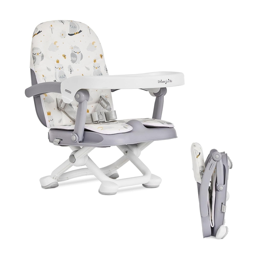 image:imageDream On Me Munch N Go Booster Seat for Babies 636 Months 3in1 Feeding Floor amp Table Seat Adjustable 4 Heights Lightweight Portable Design 3Point Safety Harness Easy to Fold amp Carry MintLight Grey