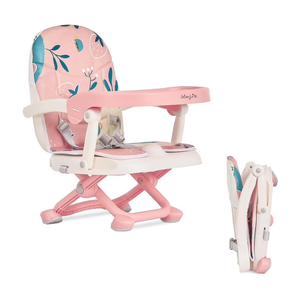 image:imageDream On Me Munch N Go Booster Seat for Babies 636 Months 3in1 Feeding Floor amp Table Seat Adjustable 4 Heights Lightweight Portable Design 3Point Safety Harness Easy to Fold amp Carry MintPink
