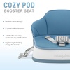 Dream On Me Cozy Pod Baby Booster Seat for 6–36 Months, Portable Travel Booster Chair with 3-Point Safety Harness & 2 Fixing Belts, for Table & Dining, Lightweight Foldable & Easy to Carry – Gray(Blue)