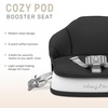 Dream On Me Cozy Pod Baby Booster Seat for 6–36 Months, Portable Travel Booster Chair with 3-Point Safety Harness & 2 Fixing Belts, for Table & Dining, Lightweight Foldable & Easy to Carry – Gray(Black)
