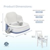 Dream On Me Cozy Pod Baby Booster Seat for 6–36 Months, Portable Travel Booster Chair with 3-Point Safety Harness & 2 Fixing Belts, for Table & Dining, Lightweight Foldable & Easy to Carry – Gray(White)