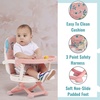 Dream On Me Munch N Go Booster Seat for Babies 6–36 Months, 3-in-1 Feeding, Floor & Table Seat, Adjustable 4 Heights, Lightweight Portable Design, 3-Point Safety Harness, Easy to Fold & Carry- Mint(Pink)