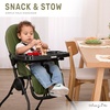 Dream On Me Snack and Stow Highchair | Adjustable Feeding Chair with Removable Tray, Lightweight, Foldable Design, Easy to Clean, Perfect for Toddlers & Infants(Olive)
