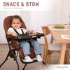 Dream On Me Snack and Stow Highchair | Adjustable Feeding Chair with Removable Tray, Lightweight, Foldable Design, Easy to Clean, Perfect for Toddlers & Infants(Cognac)