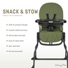 Dream On Me Snack and Stow Highchair | Adjustable Feeding Chair with Removable Tray, Lightweight, Foldable Design, Easy to Clean, Perfect for Toddlers & Infants(Olive)