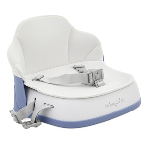 Dream On Me Cozy Pod Baby Booster Seat for 6–36 Months, Portable Travel Booster Chair with 3-Point Safety Harness & 2 Fixing Belts, for Table & Dining, Lightweight Foldable & Easy to Carry – Gray(White)