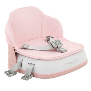 Dream On Me Cozy Pod Baby Booster Seat for 6–36 Months, Portable Travel Booster Chair with 3-Point Safety Harness & 2 Fixing Belts, for Table & Dining, Lightweight Foldable & Easy to Carry – Gray(Pink)