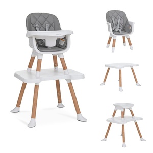 Dream On Me Luna 4-in-1 Convertible High Chair – Transforms into a Booster & Toddler Seat, Then into a Toddler Chair & Table, 5-Point Safety Harness, Adjustable Tray, Anti-Skid Padded Feet – Beige(Cool Gray)