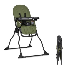 Dream On Me Snack and Stow Highchair | Adjustable Feeding Chair with Removable Tray, Lightweight, Foldable Design, Easy to Clean, Perfect for Toddlers & Infants(Olive)